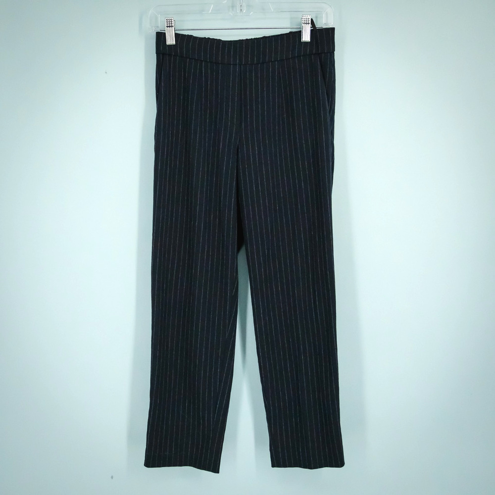 Babaton Aritzia Size 2 Conan Navy Blue Pin Stripe Print Pull On Ankle Pants